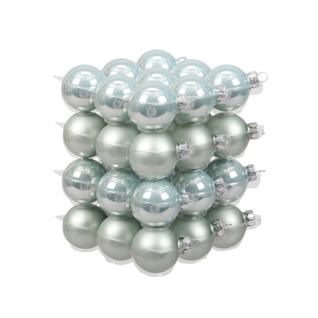 36x Glass christmas baubles mint green (oyster grey) 4 cm 