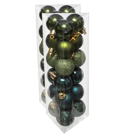 36x stuks kerstballen groen glans en mat kunststof 3 cm
