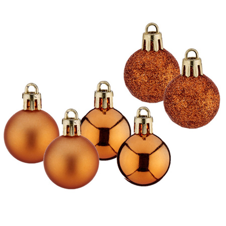 36x stuks kerstballen oranje kunststof 3 cm glitter, glans, mat