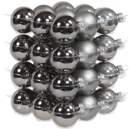 72x stuks glazen kerstballen titanium grijs 4 en 6 cm mat/glans