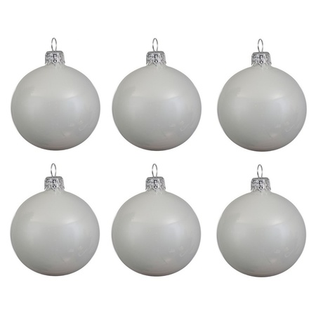 36x Glazen kerstballen glans winter wit 6 cm kerstboom versiering/decoratie