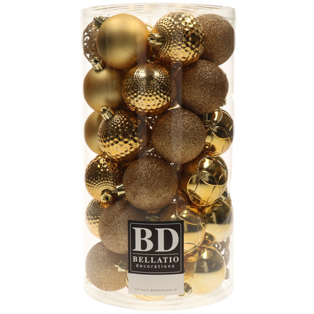 37x stuks kunststof kerstballen goud 6 cm glans/mat/glitter mix