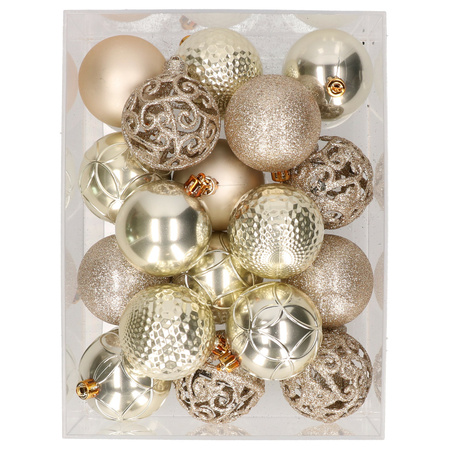 37x stuks kunststof kerstballen licht champagne 6 cm