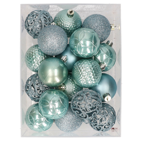 37x stuks kunststof kerstballen spa blauw 6 cm