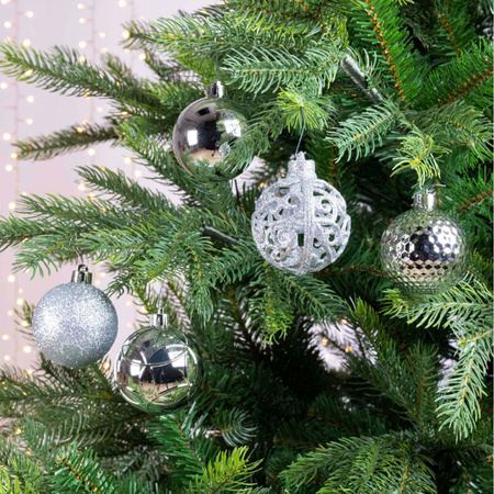 37x Kunststof kerstballen mix zilver 6 cm kerstboom versiering/decoratie