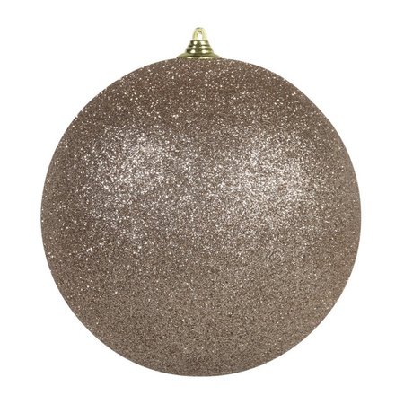 3x Champagne grote decoratie kerstballen met glitter kunststof 25 cm