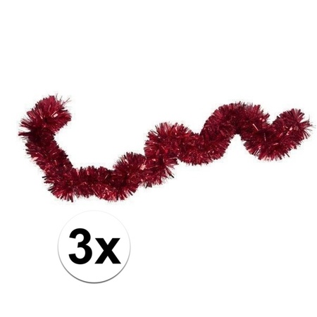 3x Kerstslinger / folieslinger rood 15 cm x 2 m
