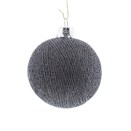 3x Grijze Cotton Balls kerstballen decoratie 6,5 cm
