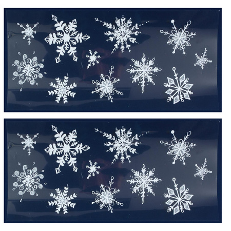 3x Witte kerst raamstickers glitter sneeuwvlokken 23 x 49 cm