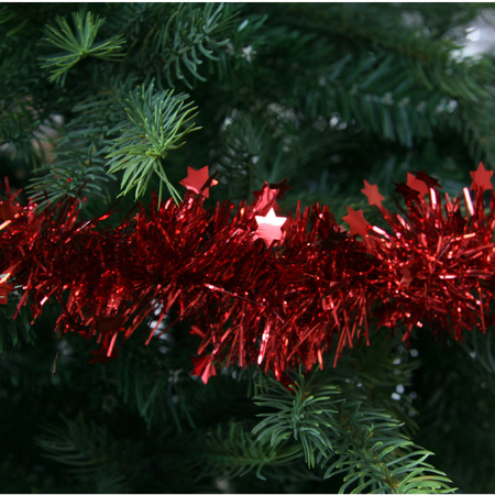 3x Kerst lametta guirlandes kerst rood sterren/glinsterend 10 x 270 cm kerstboom versiering/decoratie