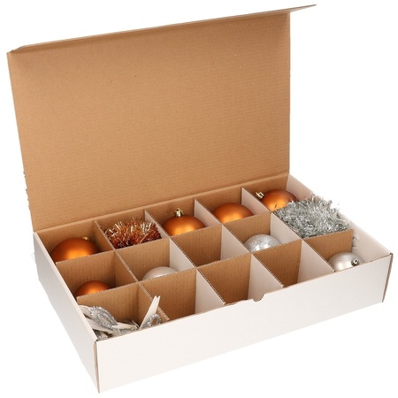 3x Kerstversiering opbergen doos met deksel voor 10 cm Kerstballen