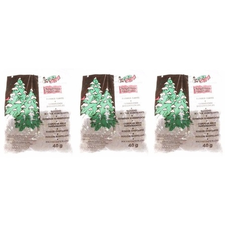 3x Kerstboomversiering glitter sneeuwvlokjes 40 gram