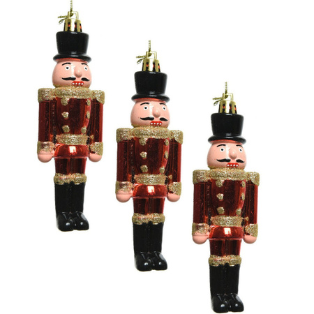 3x Kerstboomversiering notenkraker pop/soldaat ornamenten 9 cm