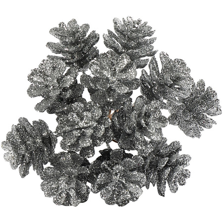 3x piece of 12x silver pinecones decorations for christmas floral piece