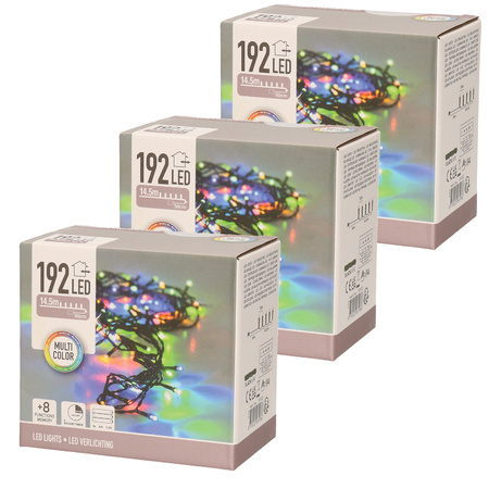 3x Christmas lights on batteries colored 192 LED - 15 meters