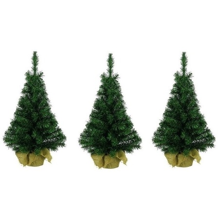 3x Mini christmas tree 75 cm
