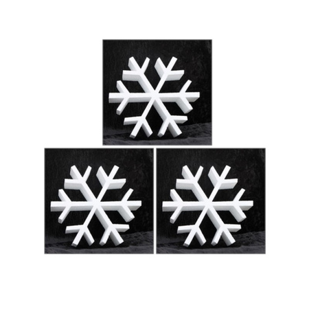 3x Styrofoam snowflake shape 20 cm