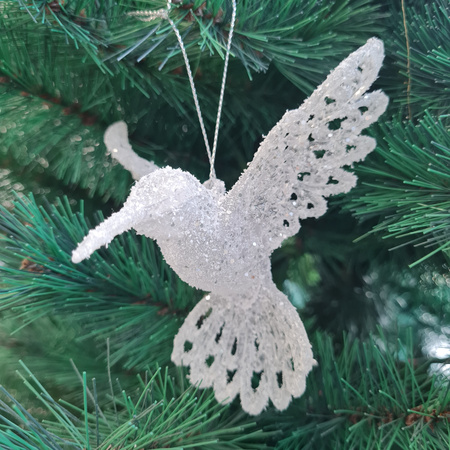 3x stuks acryl vogel kersthangers transparant 10 cm kerstornamenten
