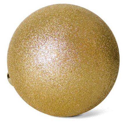 Gerimport Kerstballen - 3 stuks - goudkleurig - glitters - kunststof - 10cm