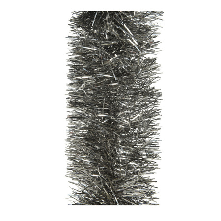 3x stuks kerstboom slingers/lametta guirlandes antraciet (warm grey) 270 x 10 cm