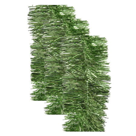 3x stuks slinger/lametta kerstboom guirlandes groen 270 x 7 cm kerstslingers