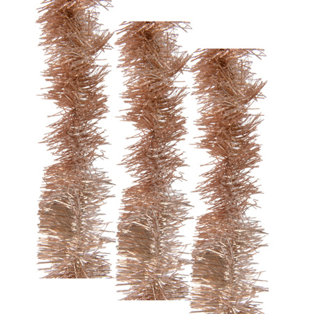 3x stuks slinger/lametta kerstboom guirlandes toffee bruin 270 x 7 cm kerstslingers