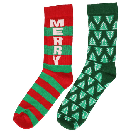 4- Pack christmas socks for men green and red