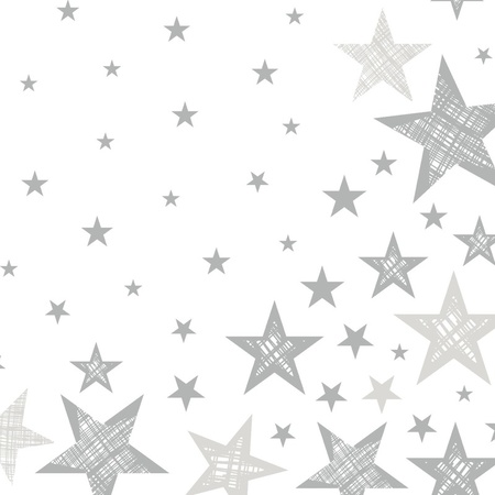 40x Christmas napkins white/silver stars 33 x 33 cm