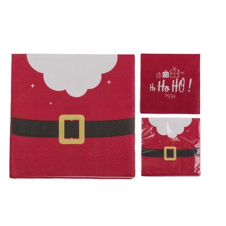 40x Christmas theme napkins Santa belt 33 x 33 cm