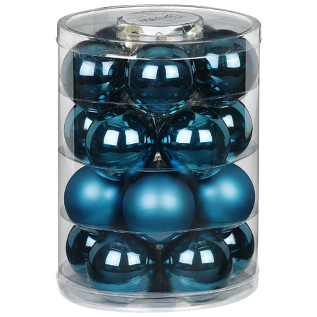 40x pcs glass christmas baubles deep blue 6 cm shiny and matte