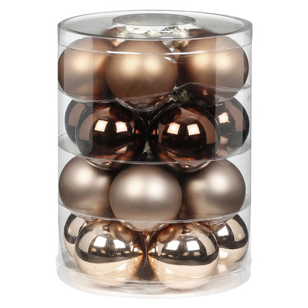 40x pcs glass christmas baubles elegant brown 6 cm shiny and matte
