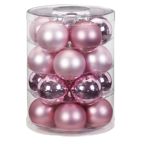 40x pcs glass christmas baubles elegant pink 6 cm shiny and matte