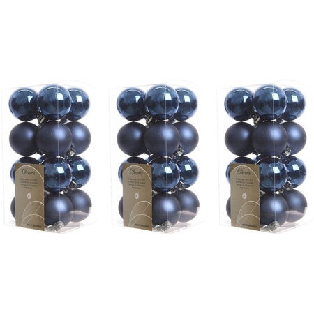 48x Dark blue Christmas baubles 4 cm plastic matte/shiny