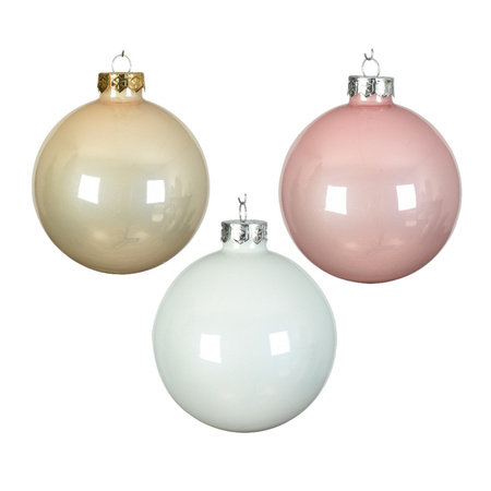 49x stuks glazen kerstballen lichtroze/parel/wit 6 cm glans en mat