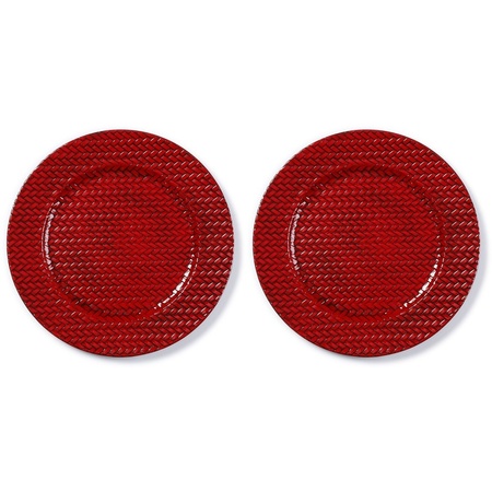 4x Diner plates/platters red braided 33 cm round