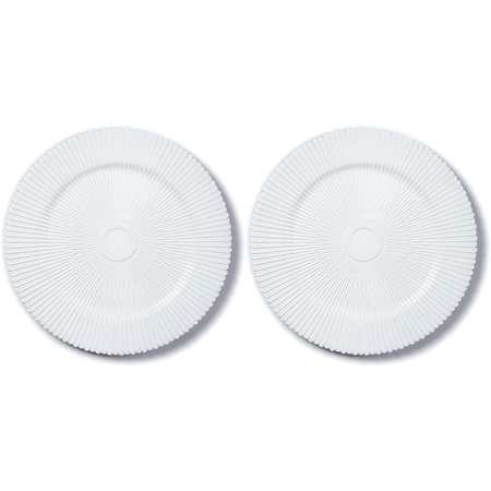4x Diner plates/platters white 33 cm round