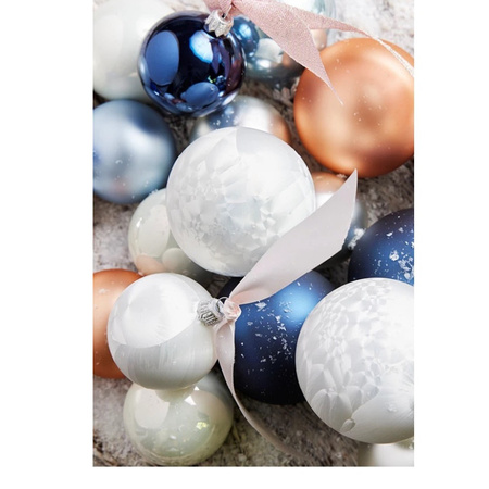 4x Dark blue glass Christmas baubles 10 cm shiny and matte