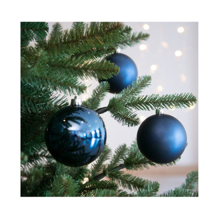 4x Kunststof kerstballen glanzend/mat donkerblauw 10 cm kerstboom versiering/decoratie