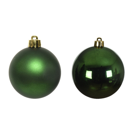 4x Kunststof kerstballen glanzend/mat donkergroen 10 cm kerstboom versiering/decoratie