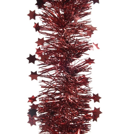 4x Dark red stars Christmas tree foil garlands 10 x 270 cm