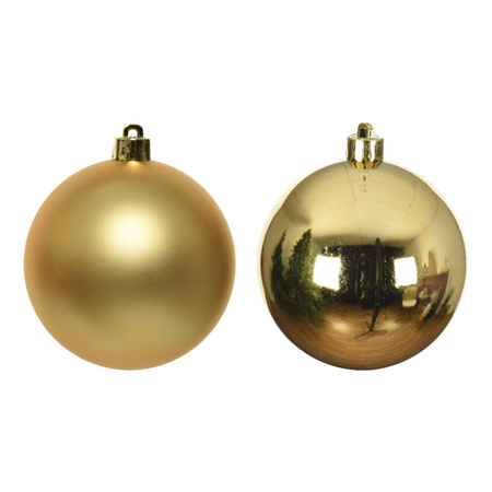 4x Kunststof kerstballen glanzend/mat goud 10 cm kerstboom versiering/decoratie