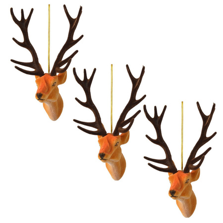 4x Kerstboomversiering hert ornamenten bruin 13 cm