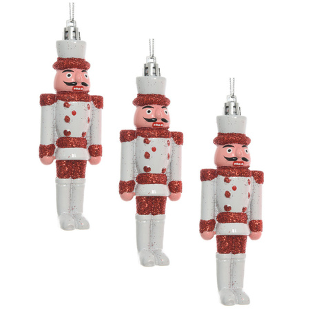 4x Nutcracker doll hangers white/red 12,5 cm