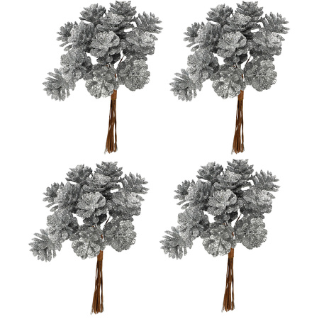 4x piece of 12x silver pinecones decorations for christmas floral piece