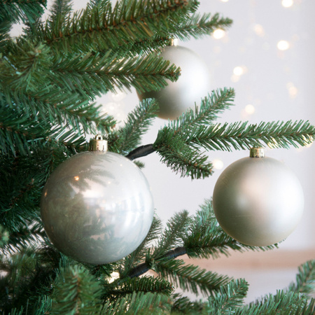 4x Kunststof kerstballen glanzend/mat Licht parel/champagne 10 cm kerstboom versiering/decoratie