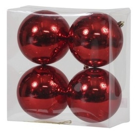 4x Kunststof kerstballen glanzend rood 12 cm kerstboom versiering/decoratie