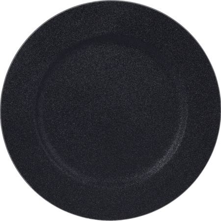 4x Diner plates/platters black glitter 33 cm round
