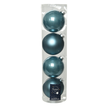 4x stuks glazen kerstballen ijsblauw (blue dawn) 10 cm mat/glans