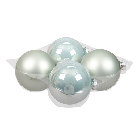60x pcs glass christmas baubles mint green (oyster grey) 6, 8 and 10 cm