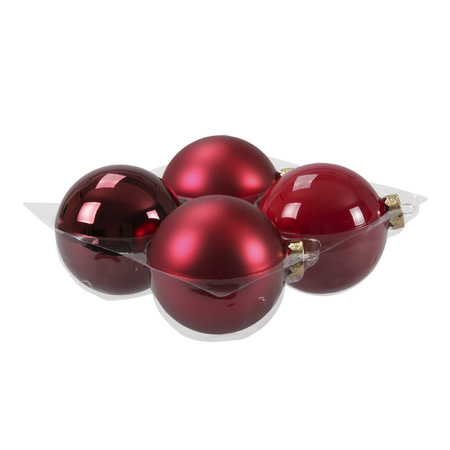 60x stuks glazen kerstballen rood/donkerrood 6, 8 en 10 cm mat/glans